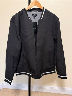 Truth Black Bomber Jacket with White Stripe Accents